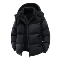 Men's Insulated Jacket:Thickened for Warmth, with Removable Hood & Stand up Colar