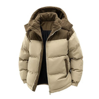 Men's Insulated Jacket:Thickened for Warmth, with Removable Hood & Stand up Colar
