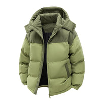 Men's Insulated Jacket:Thickened for Warmth, with Removable Hood & Stand up Colar